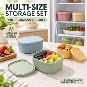 Contenitore per Pranzo in Silicone Rettangolare all'Ingrosso con Coperchio Adatto per <span class=keywords><strong>Freezer</strong></span> e Microonde, Contenitore per Alimenti Riscaldabile - Product Image 1