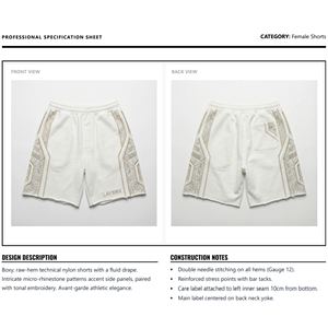 Custom Y2K Heavyweight Rhinestone Bermuda <b>Shorts</b> <b>Women</b> Streetwear Raw Hem Regular Fit Casual Half Pants <b>White</b> Polyester/Cotton - Product Image 6