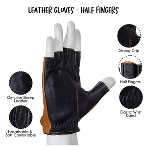 Gants de vélo d'été demi-doigts avec coussinets en gel pour vélo de route, course, VTT, vélo pour hommes et femmes, gants en cuir du Pakistan - Product Image 4