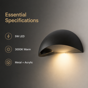 Lampe murale extérieure moderne en métal et acrylique, 5W LED 3000K, lumière blanche chaude, pour maison, villa, porche, extérieur, 19cm - Product Image 4