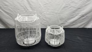 Linternas navideñas de metal con recubrimiento en polvo blanco hechas a mano y tarro de cristal de madera 3 tamaños candelabros para exteriores y decoraciones para el hogar - Product Image 2