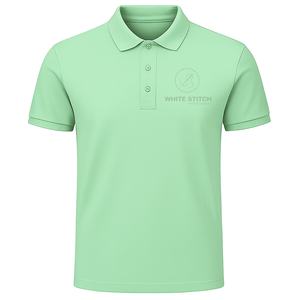 Polo classique pour homme en vert menthe, personnalisable, respirant, uni, manches courtes, décontracté, pour le bureau, le golf et les sports - Product Image 1