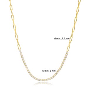 Square Zirconia Stone Link Chain Design Tennis <b>Choker</b> Necklace Pendant Turkish 925 Sterling <b>Silver</b> Handmade Wedding Gift Jewelry - Product Image 3