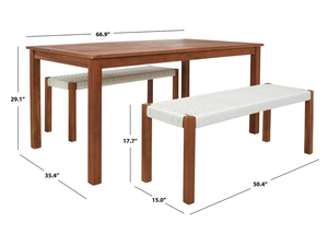 Juego de Mesa de Comedor de Madera Resistente de Estilo Moderno y Minimalista, Banco de Jardín Cómodo, para Apartamento, Patio, Sala de Estar, Hotel, Parque, Villa - Product Image 5