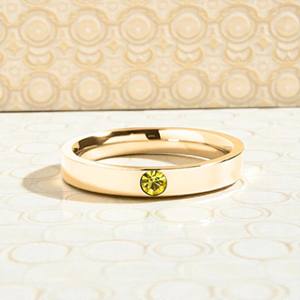 Bague en argent sterling 925 - Bague de promesse solitaire en CZ coloré de 3 mm de coupe ronde - Bande minimaliste empilable - Product Image 4