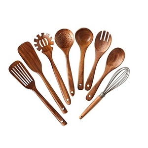Ustensiles de cuisine pour la maison Traiteur Couverts en bois et en métal d'occasion Offre Spéciale Design élégant Finition émaillée Couverts en bois Fourchette Cuillère - Product Image 4