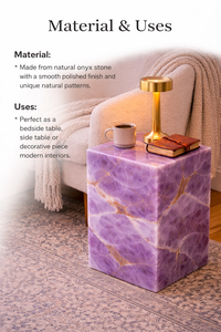 Mesa Auxiliar de Ónix Morado Ecológica y Moderna de Lujo, Mesa Decorativa de Piedra Natural para Diwali, Bautizo, Sala de Estar y Dormitorio - Product Image 6