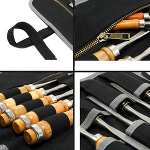 Conception OEM/ODM, rouleau à outils en toile cirée résistante à l'eau, grande capacité, organisateur à 7 emplacements, poche zippée, pochette détachable, réglable - Product Image 3