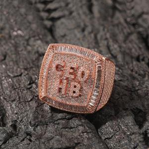 Popular GRA certificado VVS Moissanite diamante chapado en oro plata esterlina 925 Iced Out Mini letra personalizado Hip Hop anillo - Product Image 6