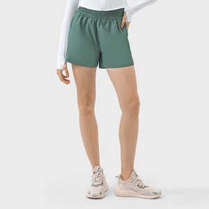 Pantalones cortos de entrenamiento de secado rápido ligeros de cintura alta para mujer, bolsillo lateral personalizado para gimnasio, Yoga, correr, estilo informal, sólido de alta calidad - Product Image 3