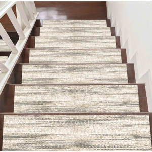 พรมสีเบจและสีเทา พรมพิมพ์ลาย ดีไซน์ทันสมัย กันลื่น พรมปูพื้น - Product Image 1