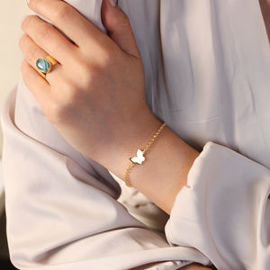 Bracelet à breloques papillon plaqué or 18 carats turc fait à la main en gros bijoux en argent sterling 925 - Product Image 4