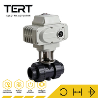 Katup Bola 2 Arah 3 Arah PVC Double Union dengan Aktuator Elektrik IP67 untuk Pipa PVC Pengolahan Air dan Kontrol Cairan Kimia