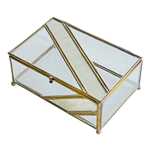 Export Quality Brass and <b>Glass</b> Jewelry <b>Box</b> Customized Design Handmade Wholesale Exporter ARTINCO AIC-085 Carton <b>Box</b> - Product Image 6