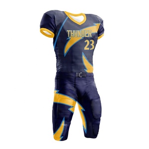 Ensemble de maillots de football américain sublimés de haute qualité, manches courtes, logo personnalisé, nom de l'équipe, 100% polyester - Product Image 1