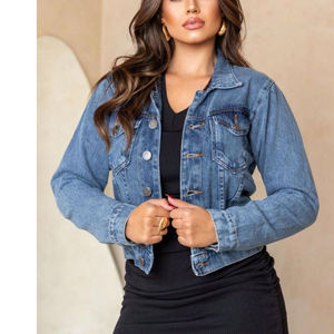Veste en jean d'hiver pour femmes Doublure en coton respirante Haute qualité Teinture unie Logo personnalisé Tailles et couleurs personnalisables Vente en gros - Product Image 4