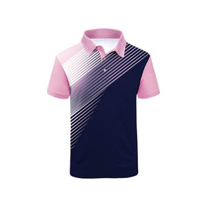 Alta calidad 215gsm 100% poliéster Polo bordado a rayas cuello Slim Fit XL tamaño personalizado Logo Polo - Product Image 1