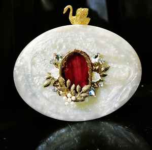 Elegant <b>Ladies</b> Clutch <b>Wallet</b> High Demand Luxury <b>Purse</b> with Long Pearl Decoration Bamboo and Resin with PU Lining - Product Image 1