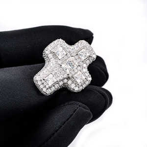 Amazing Looking Men's Wedding <b>Ring</b> with Cross Moissanite Baguette Diamond and 14Kt Gold Sterling <b>Silver</b>-<b>Toes</b> <b>Ring</b> - Product Image 1