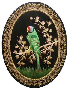 Zari broderie à la main tentures murales Style moderne pierre semi-précieuse élégant fleur motif rotin panneau décor à la maison - Product Image 4