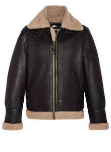 เสื้อแจ็คเก็ตนักบินวินเทจหนังแท้บุขนเชอร์ปาอุ่นๆ สไตล์นักบินสหรัฐฯ ย้อนยุค - Product Image 3