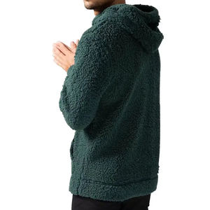 OEM Custom Embroidery Logo Print Winter Heavy Weight <b>Sherpa</b> <b>Fleece</b> Hoodie for <b>Men</b> Solid Pattern with Low MOQ - Product Image 4