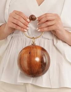 Look de luxe brun artisanal conception de boule pochette en bois sac à main pochette de soirée de l'Inde - Product Image 6