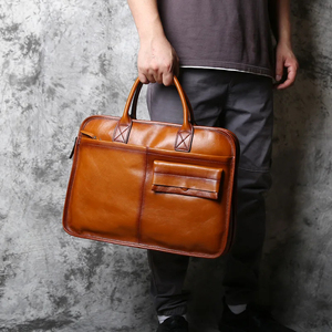 Men's Genuine Leather Laptop <b>Bag</b> For <b>MacBook</b> Pro <b>Air</b> 14 13 Handbag Crossbody Briefcase Handbag With Shoulder Strap - Product Image 3