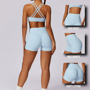 กางเกงขาสั้นรัดรูปเอวสูงสำหรับผู้หญิงกางเกงขาสั้นสำหรับเล่นโยคะฟิตเนสยิมปรับแต่งโลโก้ได้ตามต้องการ - Product Image 3