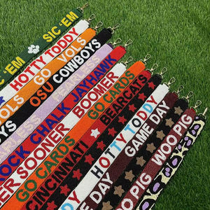 สายกระเป๋าปักลาย  ตัวเลือกสีตามสั่ง ดีไซน์ประดับลูกปัดสวยงาม ลวดลายดอกไม้ วัสดุนิกเกิล  ลายนูน งานฝีมือ - Product Image 1