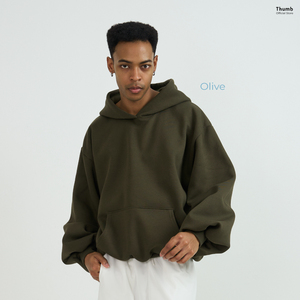 Sweat à capuche oversize en molleton bouclette uni avec broderie 3D et impression sérigraphiée personnalisée XXS - Product Image 5