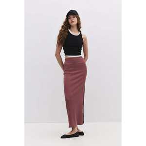 Falda Casual de Satén con Algodón Texturizado y Spandex, Cintura Imperio Natural, Estampado Maxi con Logotipo, Ideal para Fiestas, Verano, No Tejida - Product Image 1