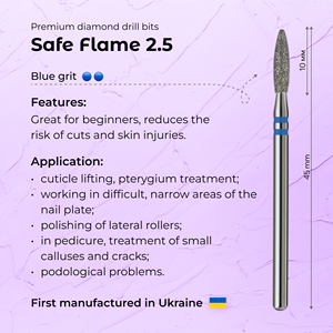ดอกสว่านเจียรเล็บเพชร Diamond Safe Flame ขนาด 2.5 มม. สีน้ำเงิน ผงเพชรละเอียด ผลิตโดย OEM - Product Image 3