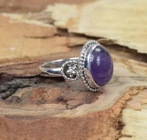 Bague fine en argent 925 faite à la main pour femme avec pierre précieuse d'améthyste coupe ovale Source directe pour mariage ou usage quotidien - Product Image 3