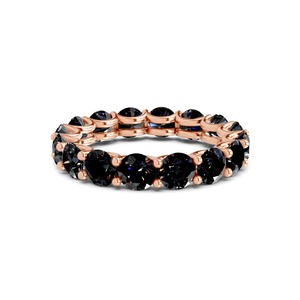 Bague Éternité Ronde Noire Éclatante en Or Massif 14K avec Diamant de Laboratoire 1.00 Ct Tw Couleur Noire Pureté VS, Design Élégant et Contraste Foncé - Product Image 5