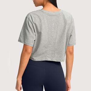 เสื้อครอปสตรีน้ำหนักเบาออกแบบได้ตามต้องการชุดออกกำลังกายในยิมฤดูร้อนมีบริการพิมพ์โลโก้เป็นยี่ห้อ - Product Image 2