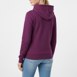 Sweat-shirt pour femme d'hiver OEM/ODM, logo personnalisé sur le devant, polaire épais, faible MOQ, fabrication de sweats à capuche à marque privée, normes américaines/européennes, couleurs personnalisées - Product Image 4