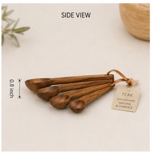 Ensemble de cuillères à mesurer en bois, 4 pièces, design rustique minimaliste, durable et naturel - Product Image 2