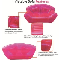 Canapé gonflable rose en PVC transparent personnalisé pour 2 personnes, portable et pratique, fauteuil d'angle gonflable, fauteuil à bascule gonflable
