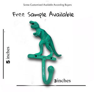 Abrigo de pared de dinosaurio de color verde bosque T Rex Vintage desgastado y ganchos para sombreros colgador de llavero precio al por mayor muy barato disponible - Product Image 3