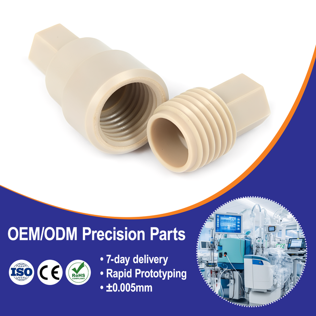 High Precision CNC Machined PEEK Plastic Part for Medical Fluid Filtration and Inline Inspection Applications