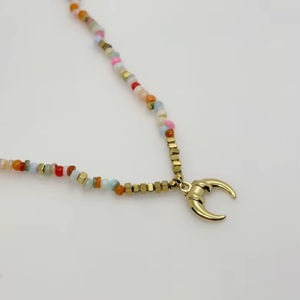 Moonriver Women's Chic Summer 18k Gold Moon Design Warm Colored Stainless Steel Strand Type <b>Fashion</b> <b>Chokers</b> <b>Necklaces</b> Essential - Product Image 1