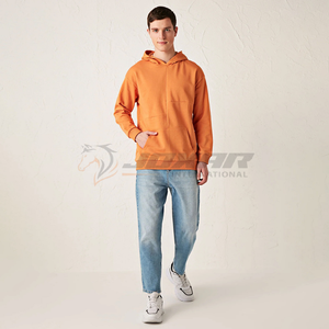 Sweatshirts thermiques épais 350g pour hommes Logo personnalisé 100% sweats à capuche en molleton de coton brodés Streetwear taille XS teinte unie - Product Image 6