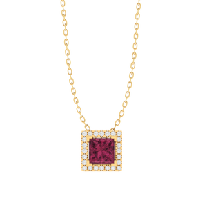 Chaîne plaquée or de 18 pouces avec pendentif en pierre précieuse tourmaline taille princesse, produit en argent sterling fin - Product Image 2