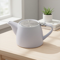 Théière en céramique de qualité supérieure 3460122-0.5, pot à infuser réutilisable 550ML, revêtement émaillé, design mignon pour le service quotidien du thé