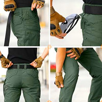 Pantalon de Combat Cargo en Toile de Polyester Léger Unisexe, Coupe-Vent, Fermeture Éclair, Style Plat Devant, Travail en Plein Air, Randonnée, Plus Size Mid