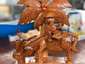 Porte-cure-dents en bois de noix de coco fabriqué à la main support de cure-dents naturel et écologique produit fait main - Product Image 2