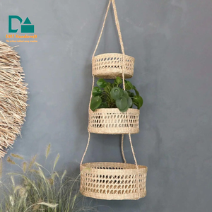 Cesta de Almacenamiento Colgante Multifuncional de Mimbre Tejido a Mano de 3 Niveles, Ecológica, para Macetas, Mercado Europeo - Product Image 1