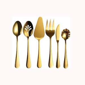 Laiton Ware poignée créative plaqué or passoire gâteau et soupe serveur ensemble de couverts concepteur personnaliser couteau et fourchette cuillères ensemble - Product Image 1