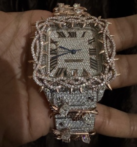 Venta caliente VVS Moissanite Reloj Diamante Reloj Automático 41MM Rosa Blanco Tono Espinas Lujo Iced Reloj para Hombres Mujeres Cristal - Product Image 5